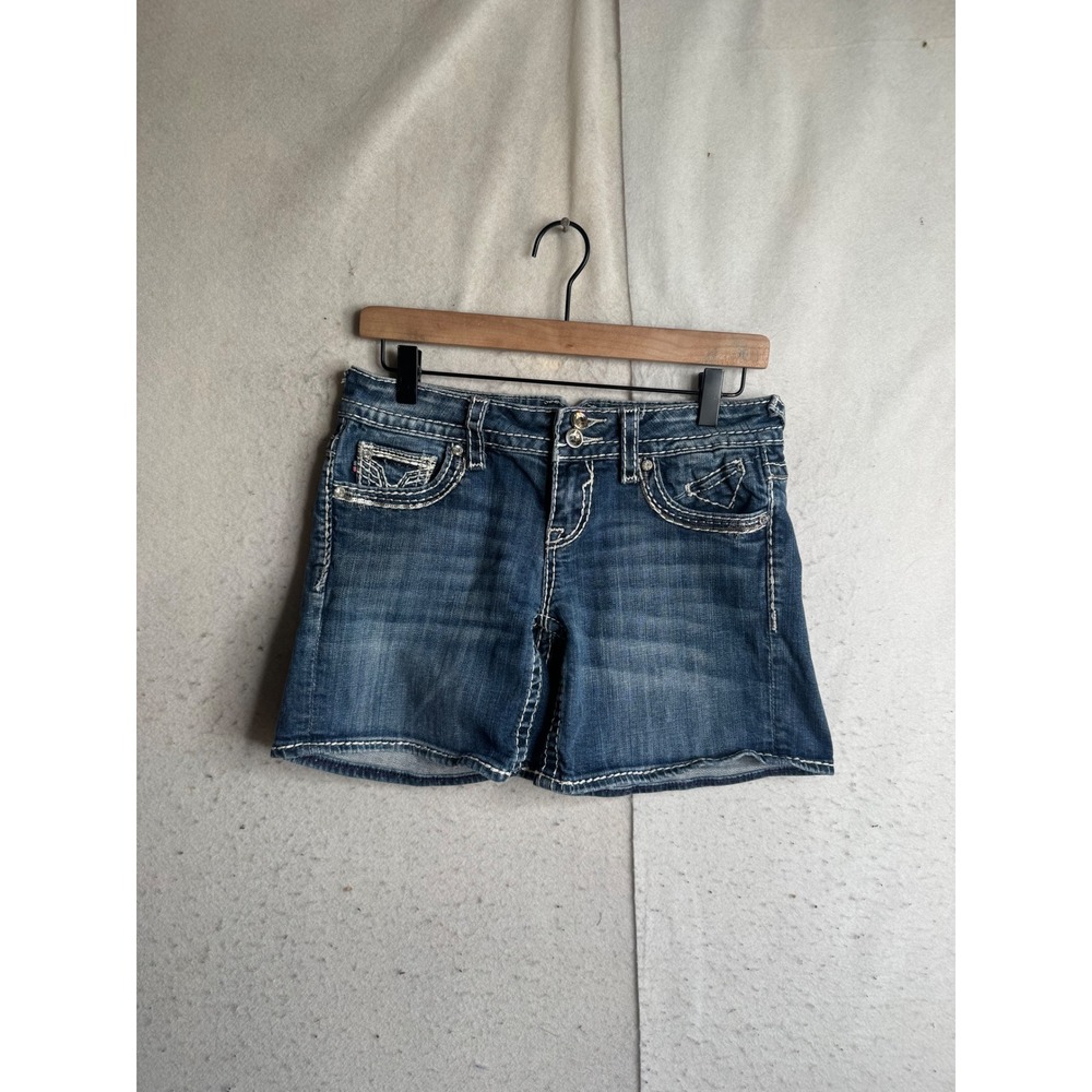 Vigoss The New York Short Denim Embellished Thick Stitch Medium Wash Size 29